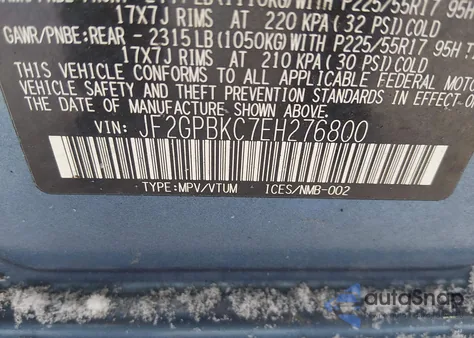 2014 Subaru Xv Crosstrek Hybrid 2.0I Touring z USA, uszkodzony, nr VIN JF2GPBKC7EH276800